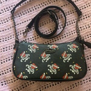 Ed Hardy Black Crossbody with Red & White Tattoo Skull Motif